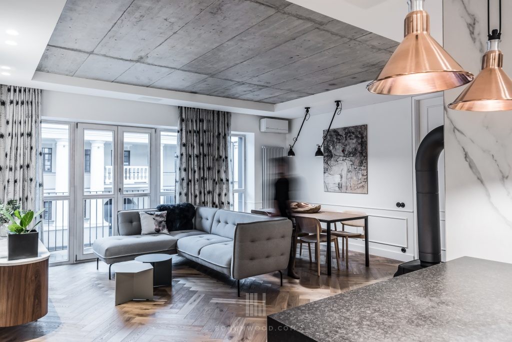 Loft apartment, herringbone parquet 